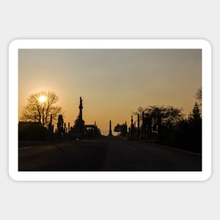 Sunset Undercliffe Victorian Cemetery 6827-RB Bradford West Yorkshire Sticker